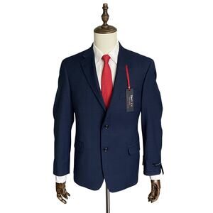 Tommy Hilfiger Men's 40 Short Suit Coat Wool Blend Blue Check NEW